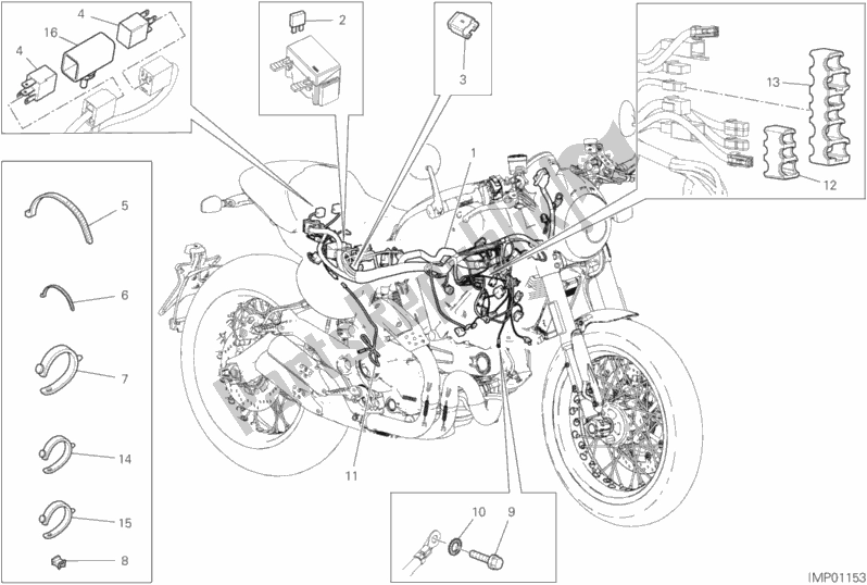 Alle onderdelen voor de Voertuig Elektrisch Systeem van de Ducati Scrambler Cafe Racer Thailand 803 2019